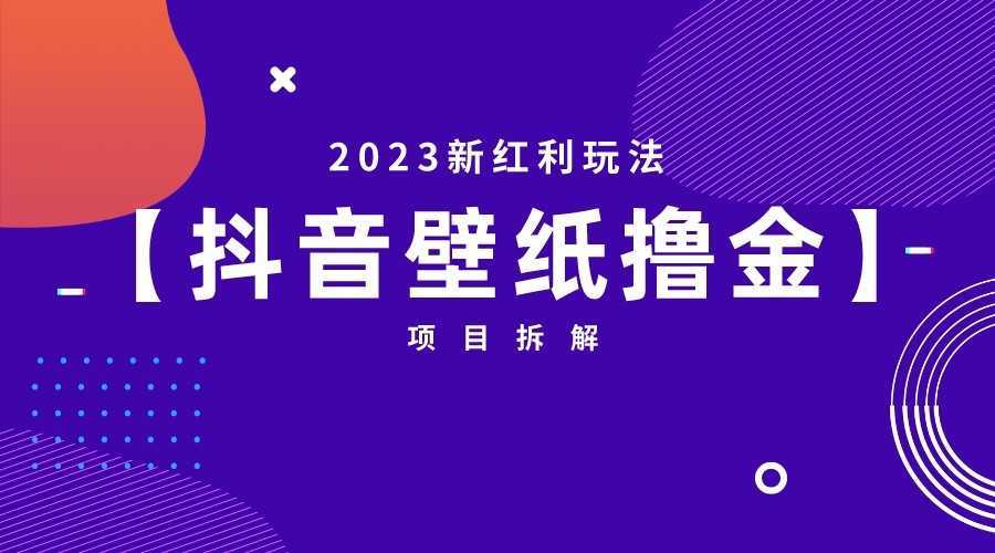2023新红利玩法，抖音壁纸撸金项目拆解