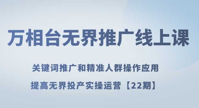 万相台无界推广线上课 关键词推广和精准人群操作应用,提高无界投产实操运营【22期】