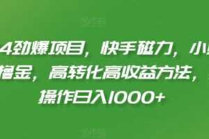 2024劲爆项目,快手磁力,小熊请上车撸金,高转化高收益方法,批量操作日入1000+【揭秘】