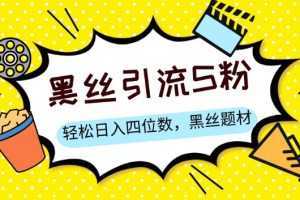 S粉变现,轻松日入四位数,黑丝题材+情感话术【揭秘】