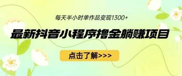 最新抖音小程序撸金躺赚项目，一部手机每天半小时，单个作品变现1300+【揭秘】