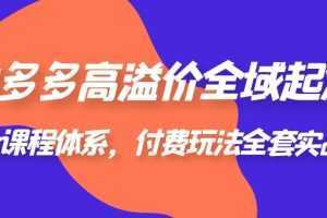 拼多多-高溢价 全域 起爆，6大课程体系，付费玩法全套实战！