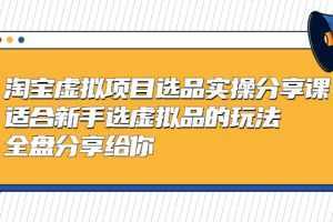 淘宝虚拟项目选品实操分享课，适合新手选虚拟品的玩法 全盘分享给你