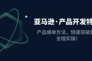 亚马逊·产品开发特训营:产品爆单方法,快速突破重围,全程实操!