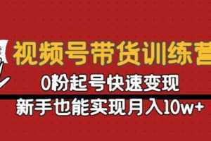 视频号带货训练营:0粉起号快速变现,新手也能实现月入10w+