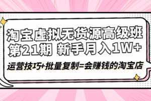 淘宝虚拟无货源高级班【第21期】月入1W+运营技巧+批量复制=会赚钱的淘宝店
