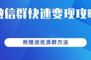 做项目增收入必备:微信群快速变现实操攻略,附赠进优质群方法
