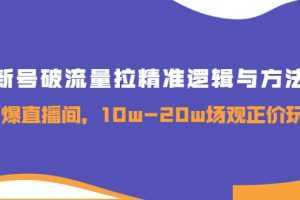 新号破流量拉精准逻辑与方法,引爆直播间,10w-20w场观正价玩法