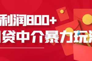 W贷中介暴利赚钱项目,只要愿意花时间去做,一天收入800+没问题