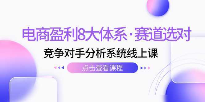 电商盈利8大体系·赛道选对,竞争对手分析系统线上课