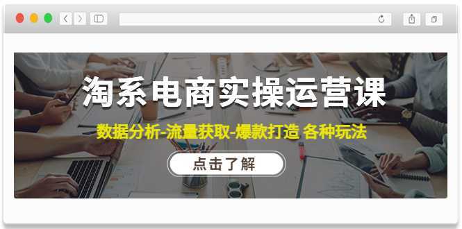 淘系电商实操运营课:数据分析-流量获取-爆款打造 各种玩法