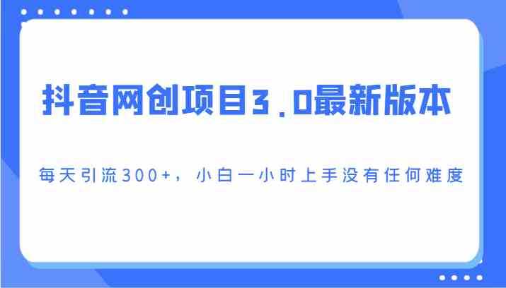抖音网创项目3.0最新版本,每天引流300+,小白一小时上手没有任何难度