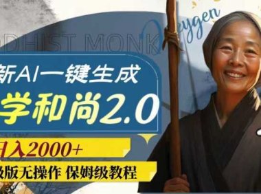 最新AI一键生成佛学和尚2.0版本,升级版无操作,日入2000+