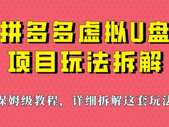拼多多虚拟U盘项目,保姆级拆解,可多店操作,一天1000左右!