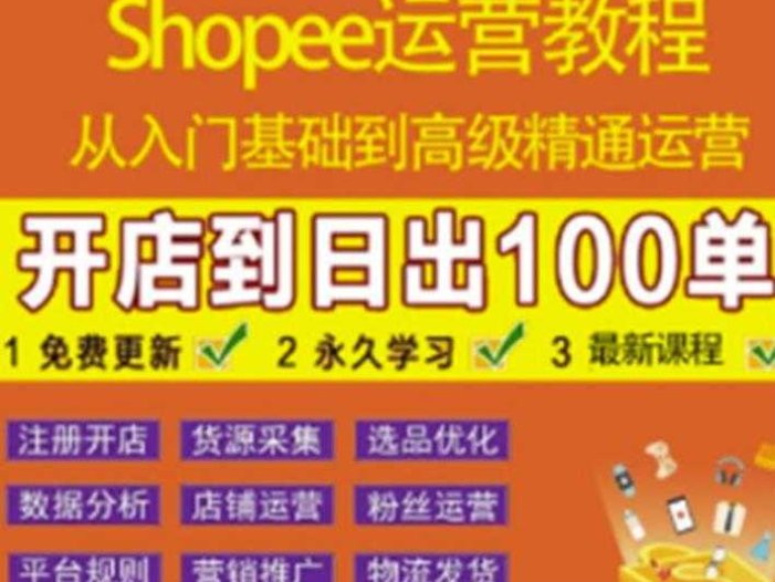 shopee运营教程:从入门基础到高级精通,开店到日出100单